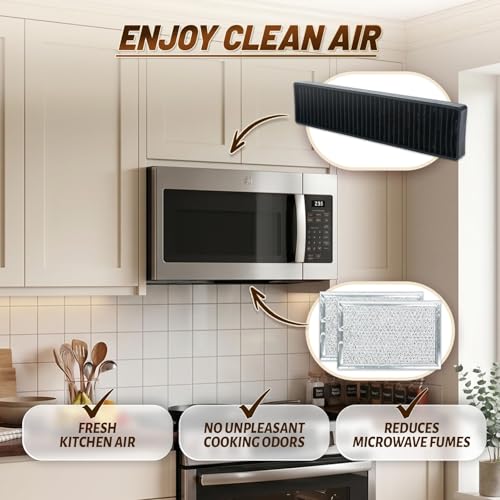 2 JVM6175DK5WW Microwave Grease Filter & 1 WB06X10807 Carbon Filter