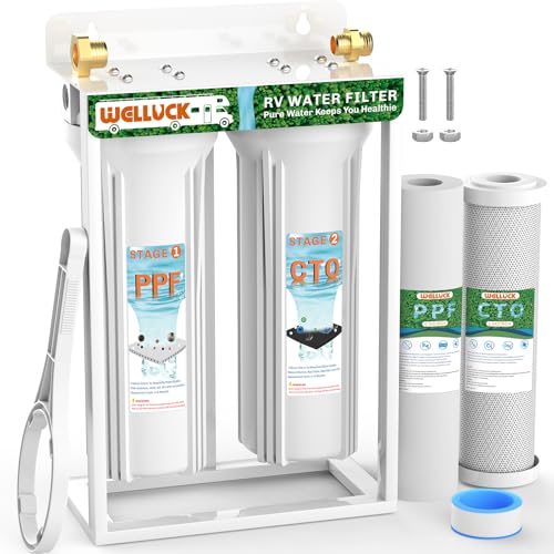External RV Dual Water Filter System Reduce Chlorine and Odor