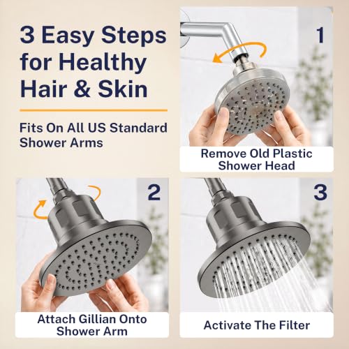 Gillian Filtered Shower Head for Hard Water