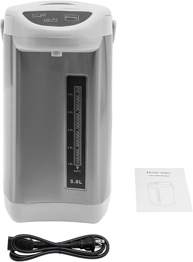 Electric Kettle, 5.8 L/196 Oz Electric Hot Water Urn Pot Dispenser, 304 Stainless Steel Water Boiler Warmer, 110V 750W Multi-Function Smart Kettle with Removable Water Tank for Offices Home (Grey)
