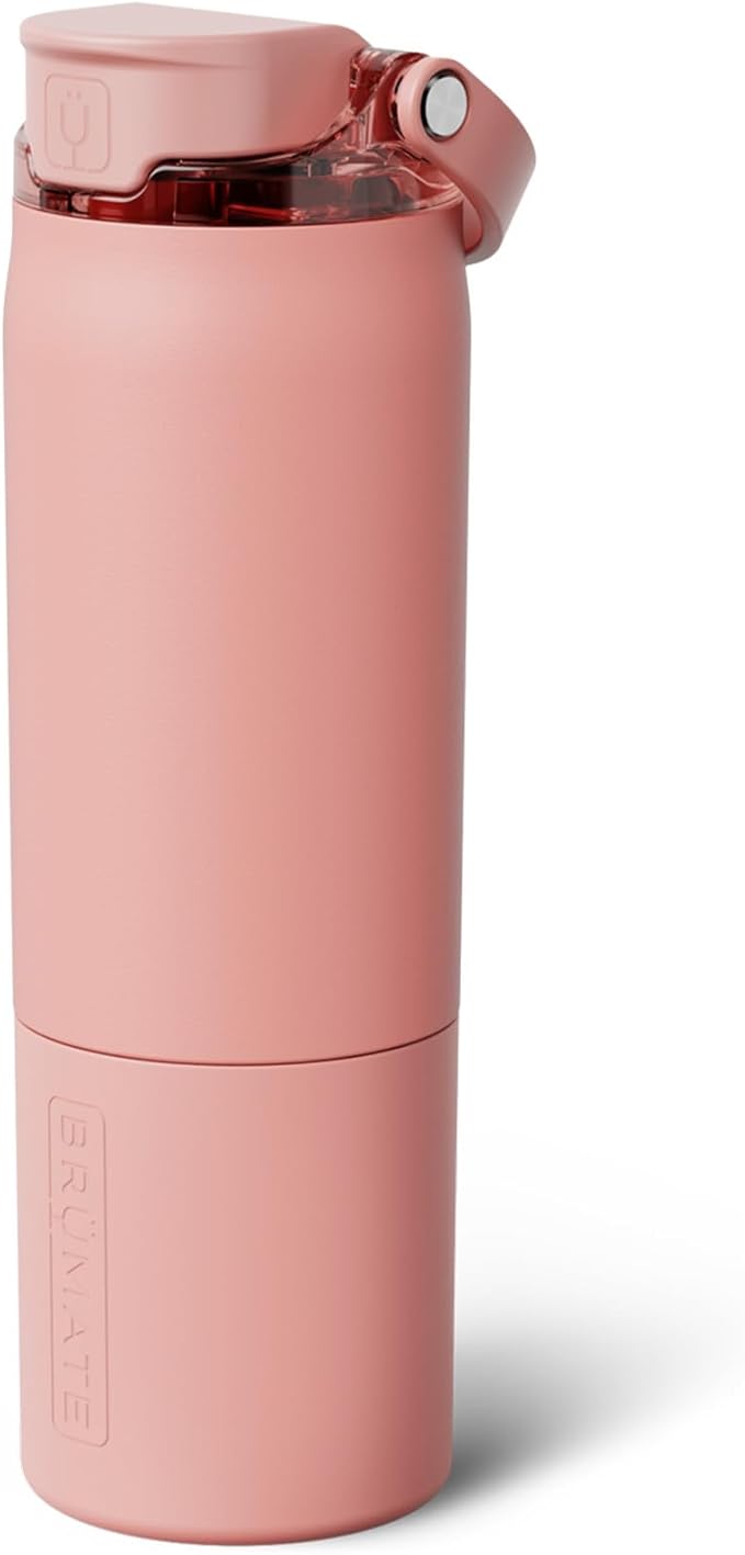 BrüMate Rise 25oz Water Bottle With 100% Leakproof Covered Silicone Straw | Insulated Stainless Steel Water Bottle | Cup-Holder Friendly | Fast Flow | Soft Sip Silicone Spout | BPA-Free (Guava)