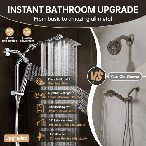 All Metal 10"Luxurious Rain Shower Head with Handheld Spary