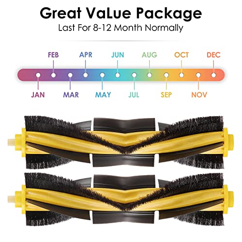 2 Pieces) N10 Roller Brushes Main Brush Replacement Parts for Robot Vacuum Ecovacs DEEBOT OZMO N10 N10 Plus 920 950 T8 AIVI Max T9 T5 N5 N7 N8+ N8 Pro DX55 DX93 DJ65 (2 Count)