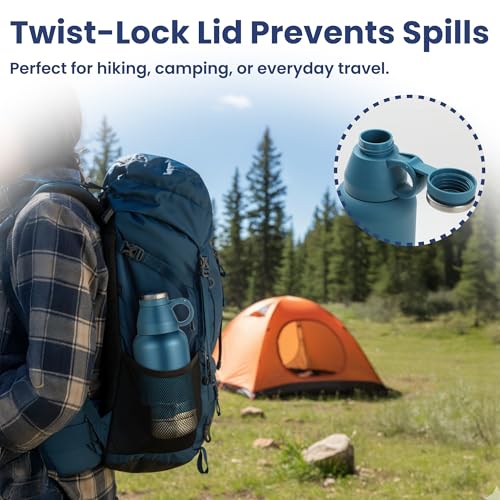 3-in-1 Travel Dog Water Bottle & Bowl Set, 32oz, Blue