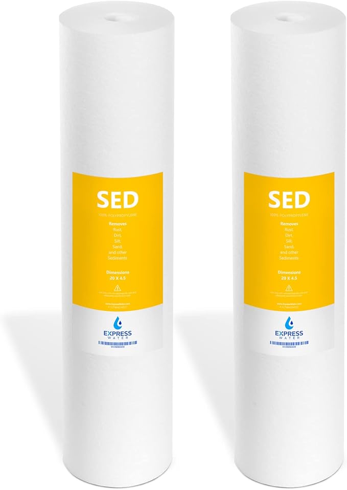 Express Water – 2 Pack Sediment Replacement Filter – Whole House Replacement Water Filter – SED High Capacity Water Filter – 5 Micron – 4.5” x 20” inch