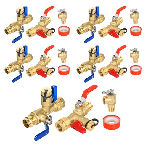 5 Set GUOFIS Tankless Water Heater Service Valve Kit (5 Count)