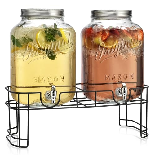 2 GALLON 2 PACK Glass Drink Dispensers for Parties