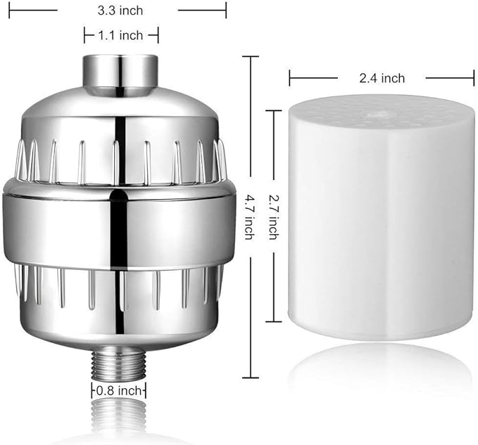 20 Stage Shower Hard Water Purification Filter Showerhead Activated Carbon Water Purifier Chlorine Removal Reduce Dry Itchy Skin(15 stage Filter)
