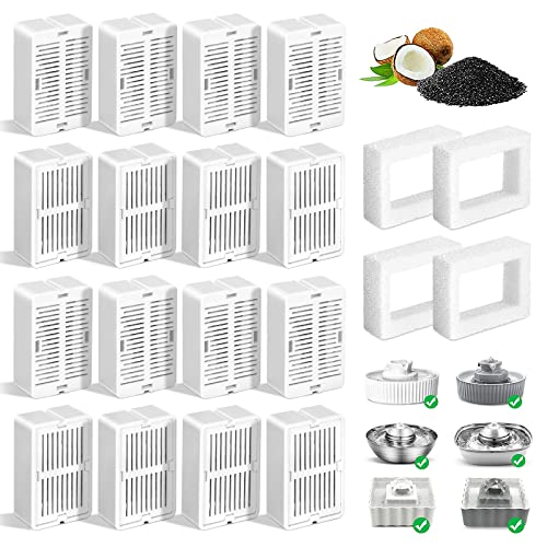 16 Pack Replacement Filters for 360° CupCake Ceramic Pet Fountain