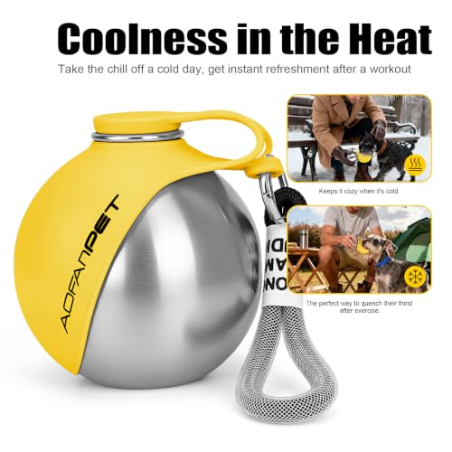 Portable Dog Water Bottle 10oz Stainless Steel Travel Dog Water Dispenser with Bowl No