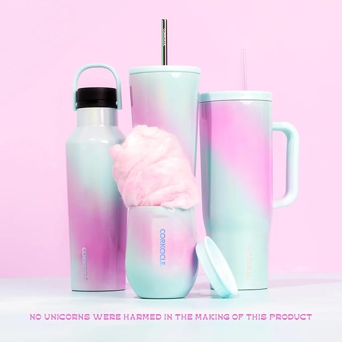 Corkcicle Classic Sport Canteen - Insulated Stainless Steel Water Bottle - Compact & Travel-Friendly - Durable - Dishwasher Safe - BPA Free - Non-Slip Silicone Base - 20 oz - Unicorn Wonderland