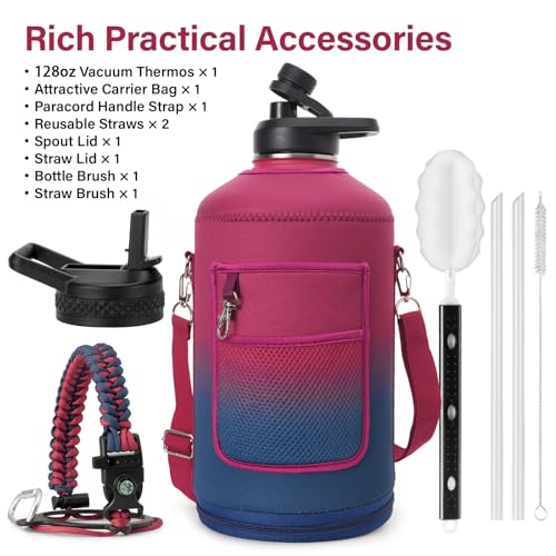 Gallon Insulated Water Bottle with Portable Carrier Bag for Outdoor