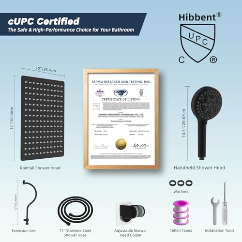 All Metal cUPC Certified High Pressure Rainfall 12'' Shower Head