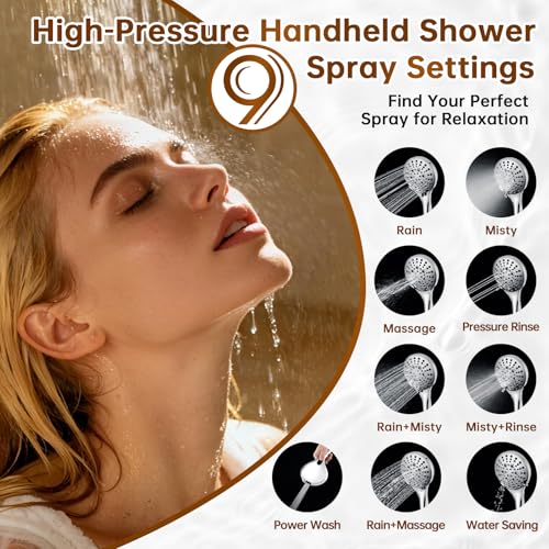 Rain Shower Head with Handheld Spray Built