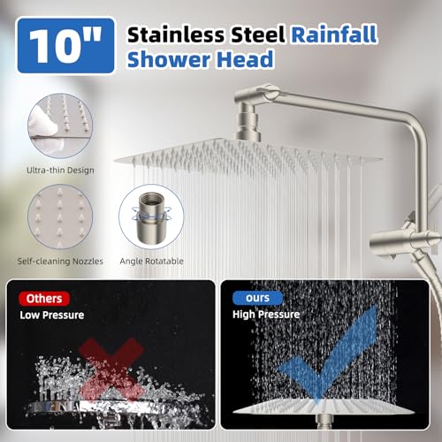 10" Metal Rainfall Shower Head with 10