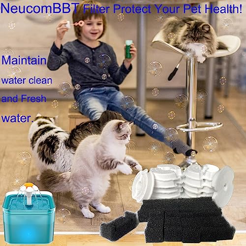 12 Pack Cat Water Fountain Filters with Sponges for 67oz