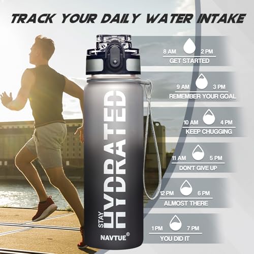 Water Bottle 32 oz Motivational Time Marker Tritan Bottle