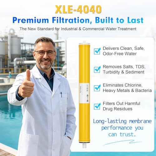 XLE-4040, XLE 4040 Reverse Osmosis Membrane for DOW Filmtec XLE 4040 Membrane Replacement, 2600GPD, TDS≤1000ppm, Salt Rejection 99%, 4 x 40 RO Membrane for Commercial, Industrial, NSF Certified