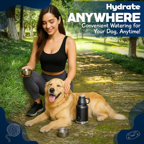 Portable Dog Water Bottle with 2 Removable Water Bowls for Dogs