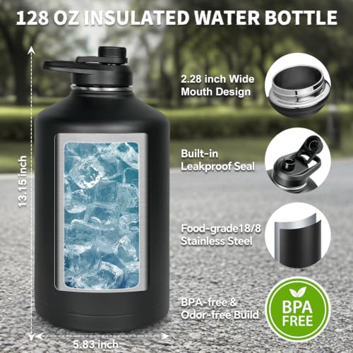 1 Gallon Water Bottle Insulated with Sleeve