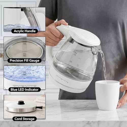 1.5L Glass Electric Kettle Water Boiler