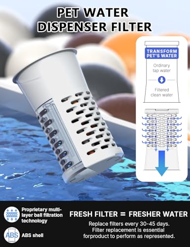 Cat Water Dispenser with Filter and Stainless Steel Bowl