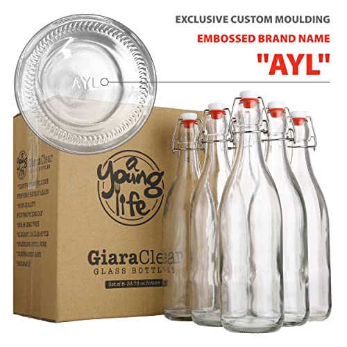 Flip Top Glass Bottle [1 Liter (4 Count)