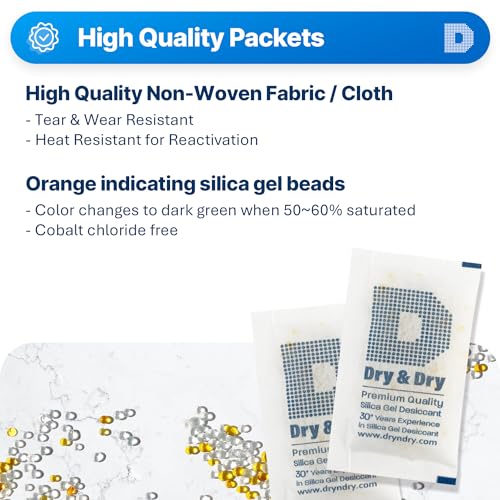 10 Gram [110 Packets] Orange Indicating Silica Gel Packets Desiccants Silica Packets