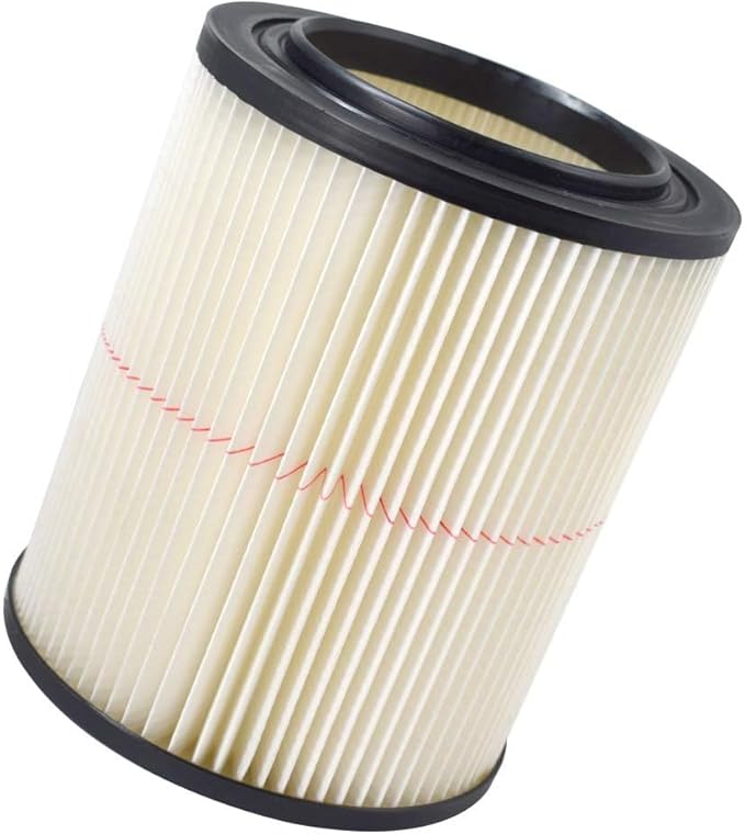 2 Pack 17816 9-17816 Red Stripe Vacuum Cartridge Filter Compatible Wet/Dry Vacuum Models 5, 6, 8, 12, and 16 32 Gal. Vacuums produced since 1988 8.5 Inches- White/Red - AquaVibe