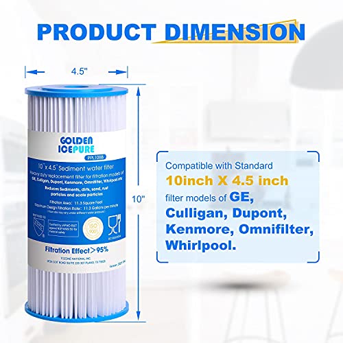 PPL10BB 5 Micron 10" x 4.5" Whole House Sediment Pleated Water Filter (2 Count)