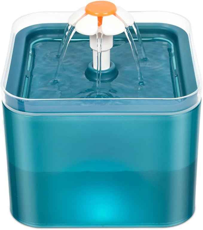 Cat Water Fountain Pet Water Fountain with LED Light, 67oz/2.0L Large Capacity, Cat Water Bowl 3 Flowers Designs & Super Silent