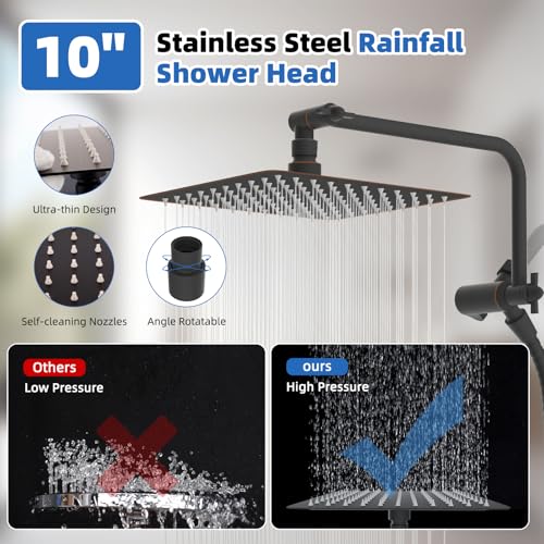 10" Metal Rainfall Shower Head with 10