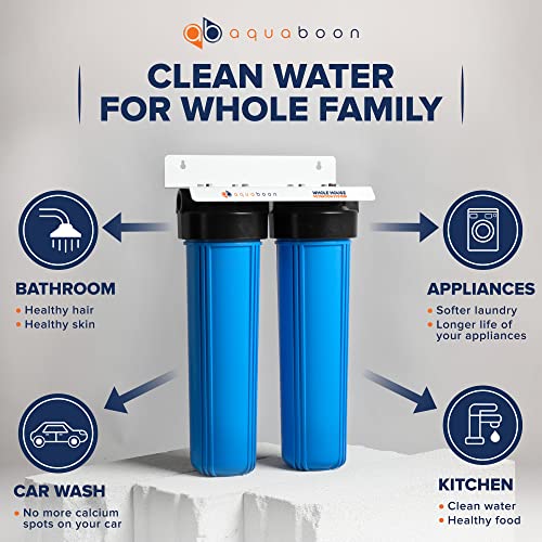 2 Stage Whole House Water Filter System 20x4.5 with CTO & String Wound Water Filter Cartridges