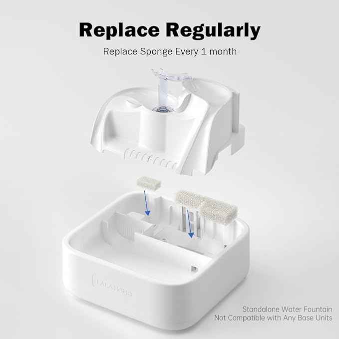 Oxygen-Riched Water Fountain for Cats Drinking Healthy, Pet Water Dispenser 3-Tired Standalone Water Bowl Indoor with Dual Pumps Quiet, Filter and Sponge Replaceable BPA-Free 2L/67 oz