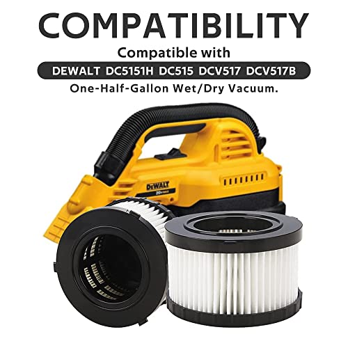 4 Pk DC5151H HEPA Filter Replacement for DEWALT DC515 DCV517 Wet Dry Vac