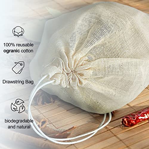 Soup Bag Cotton Mesh Bag for Large Size 10" x 12" (4 Count)
