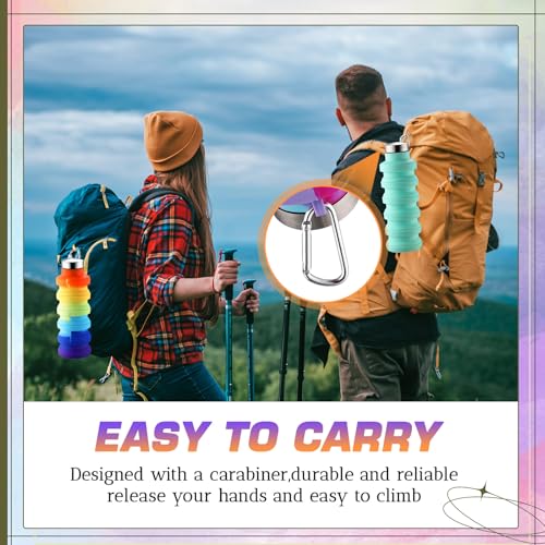 20 Pack Collapsible Water Bottles Bulk Foldable Water Bottles 17oz Silicone Portable Leak Proof Reusable Sports with Clip for Travel Hiking Camping Outdoor