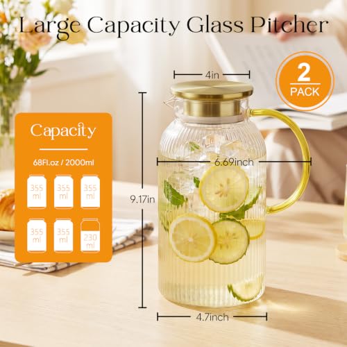 68 oz Glass Pitcher with Lid (2 Count)