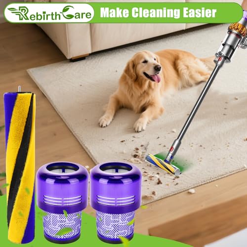 Brush Roller and Filter for Dyson V15 Detect (3 Count)