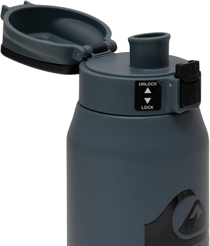 Quiksilver Redondo 21oz Double Wall Stainless Steel Water Bottle, Reusable Sports Bottle with Leak-Proof Lid, Non-Slip Rubber Base, Carrier Handle, insulated Tumblers, 24H Hot & Cold Beverage