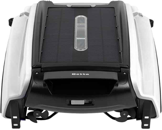 Betta SE Solar Powered Automatic Robotic Pool Surface Skimmer Cleaner with 24/7 Continuous Cleaning Battery Power and Re-Engineered Twin Salt Chlorine Tolerant Motors (White)