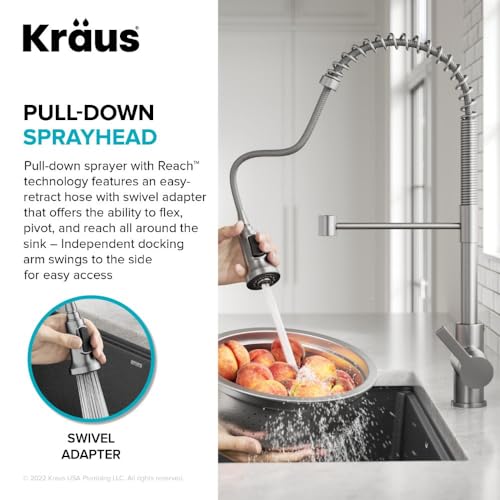 Britt Commercial Style Single Handle Pull Down Kitchen Faucet in Spot