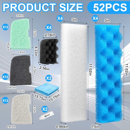 52 Pcs Replacement Filter Media Kit Compatible with Fluval 406 (52 Count)
