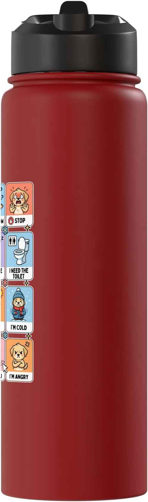 Autism ACC Communication Dog Lovers Kids Cute Autistic Stainless Steel Insulated Water Bottle