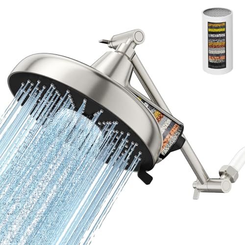 8 Inch Filtered Shower Head with Extension Arm Brushed Nickel