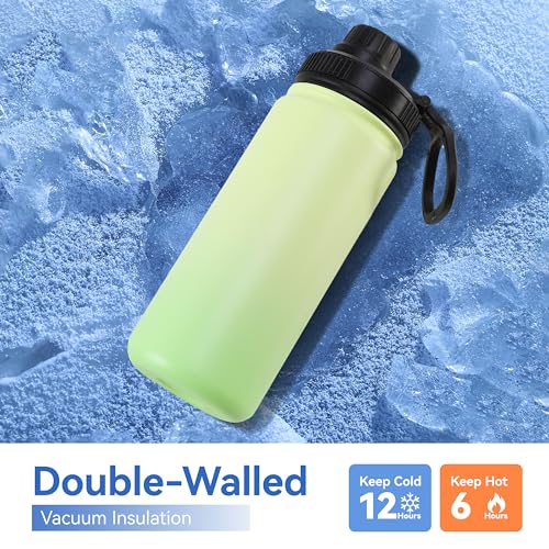 16 oz Water Bottle Stainless Steel Double Wall Vacuum Insulated Water Bottle with Straw lids & Spout Lid