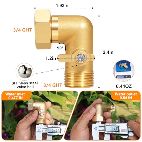 Garden Hose Angle Valve 90 Degree Brass Extender Solid 3