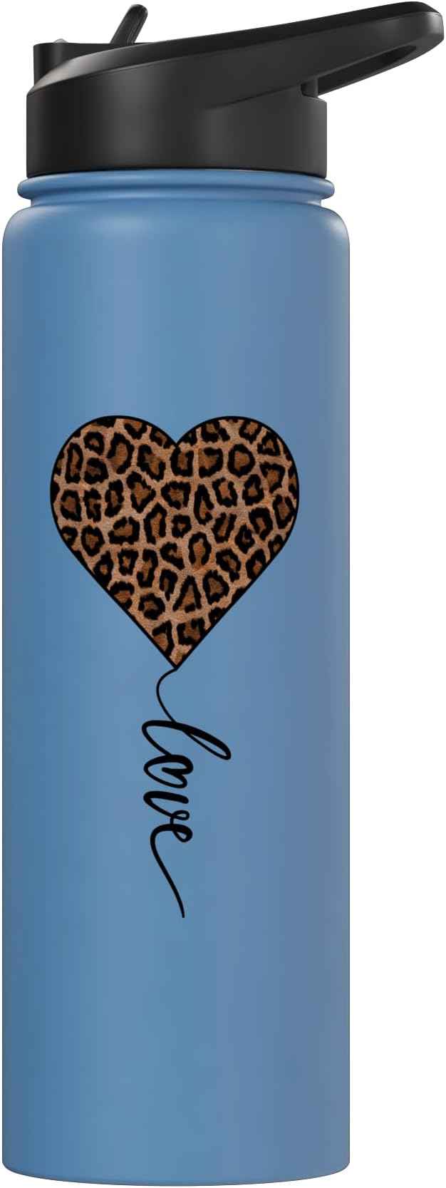Heart Love Cheetah Leopard Tiger | Wild Animal Print Stainless Steel Insulated Water Bottle