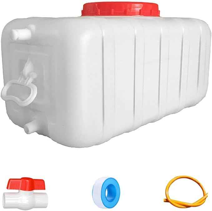 Plastic Water Tank 25L/35L/50L/80L/110L/200L Water Container，Rain Water Tank，Food-Grade Rectangular Thickened Water Tower with Faucet for Household Water Storage(Size:110L)