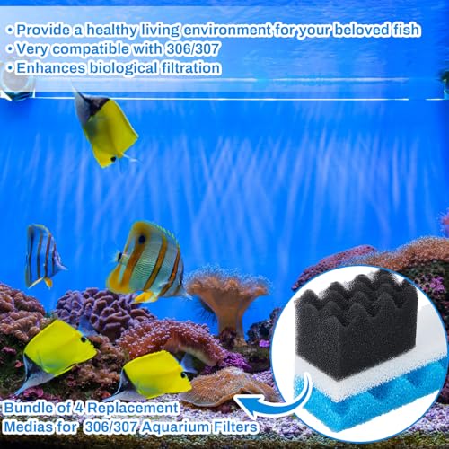 6 Pcs Aquarium Filters Bio Sponge Sets Compatible with Fluval 306 (6 Count)